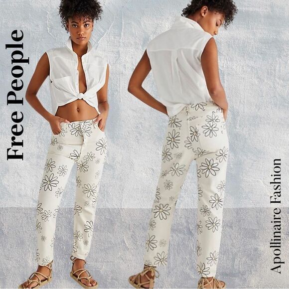 Free People Daisy Wren Floral Jeans Size 27 New - Picture 1 of 10